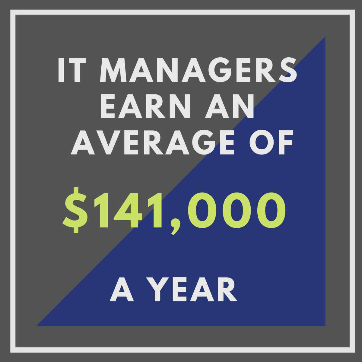 IT managers earn an average of $141,000 a year.