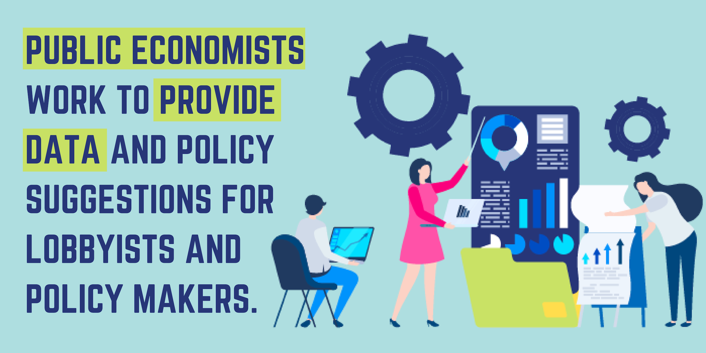 Public Economists work to provide data and policy suggestions for lobbyists and policy makers.