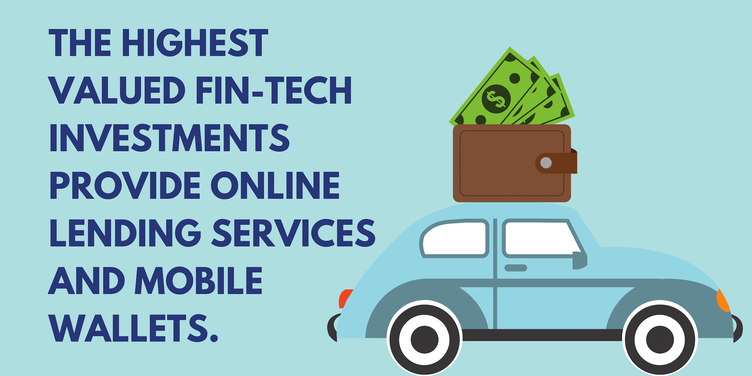 The highest values fin-tech investments provide online lending services and mobile wallets.