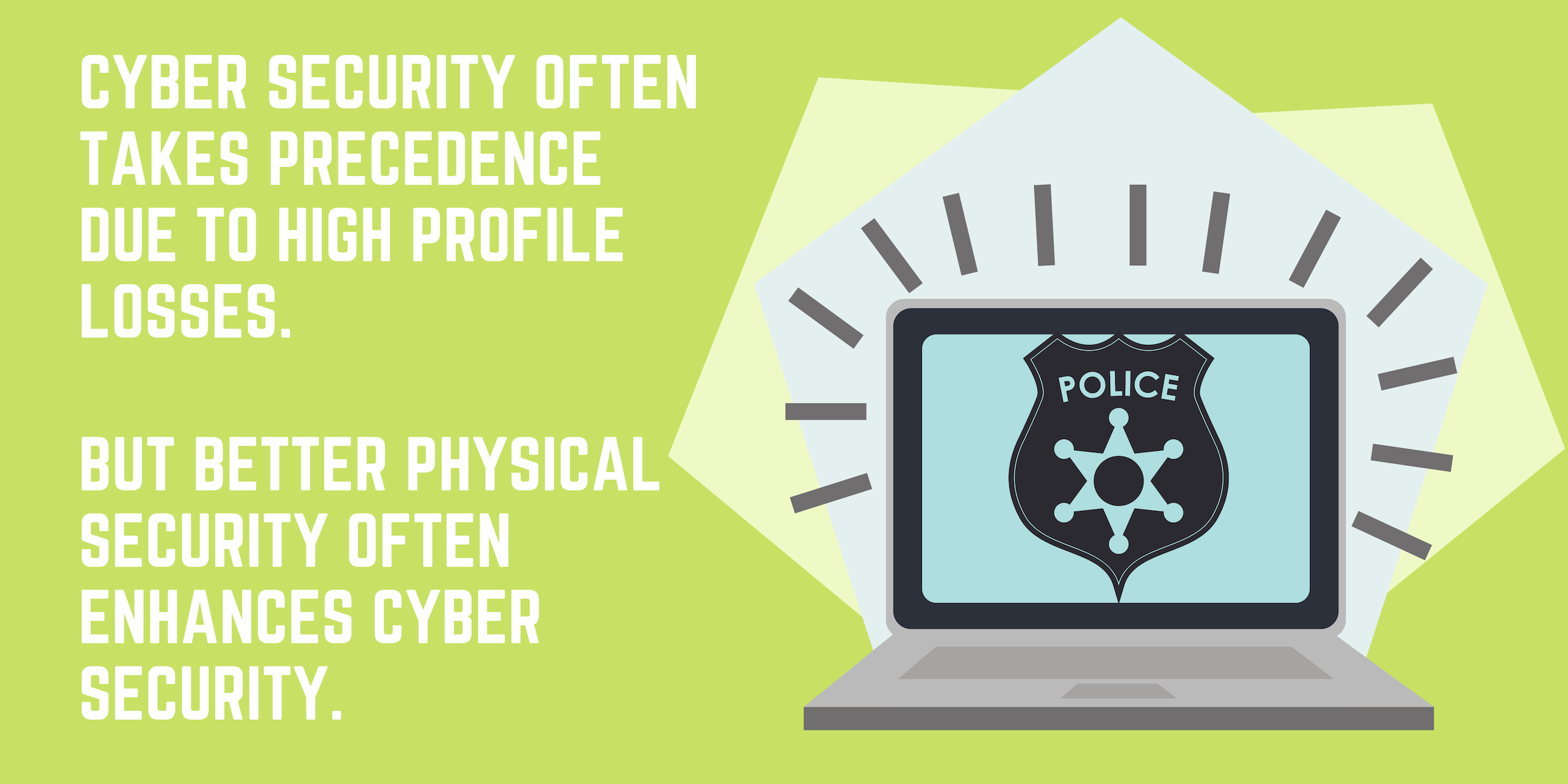 Cyber security often takes precedence due to high profile losses. But better physical security often enhances cyber security.