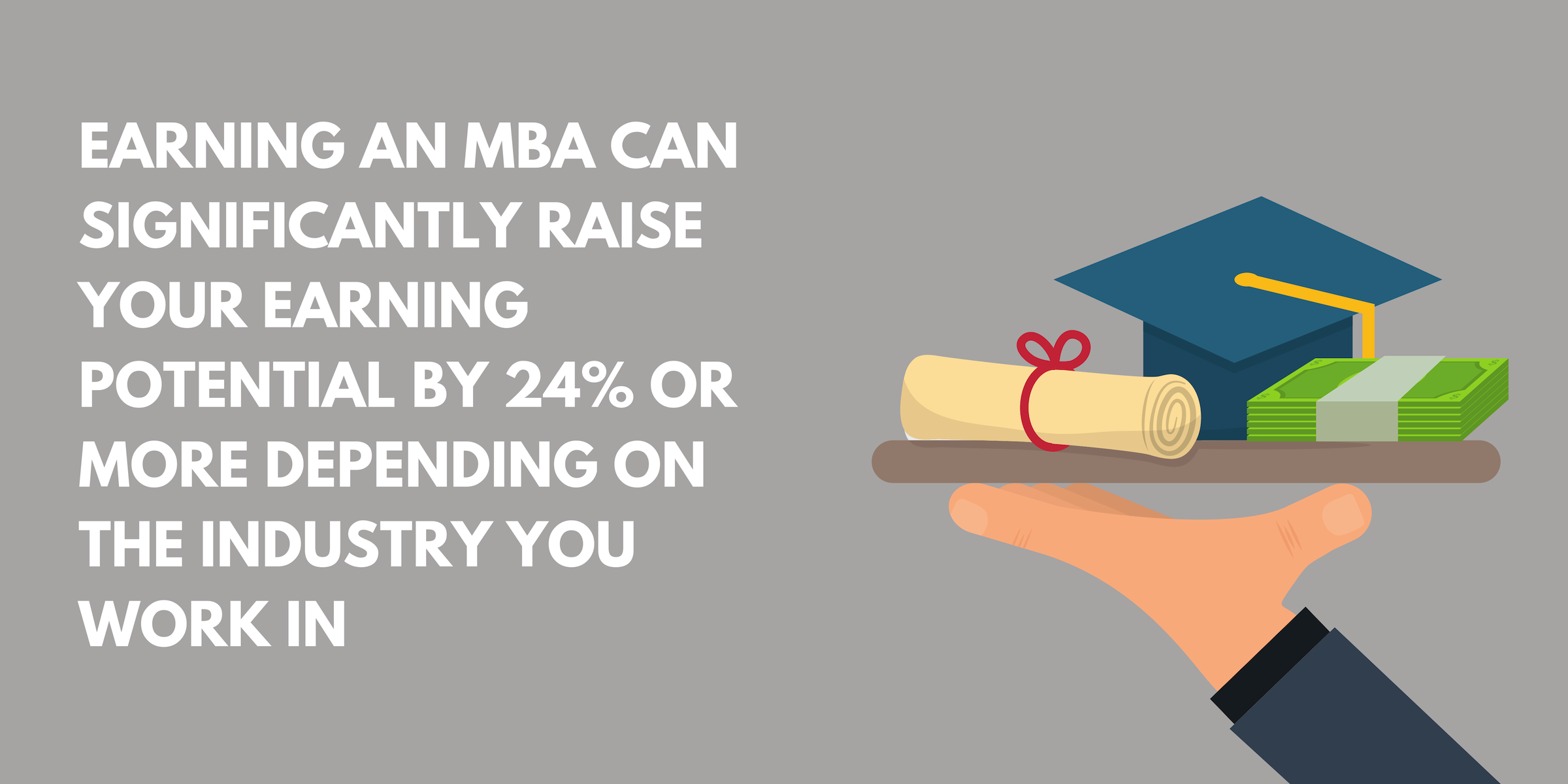 Earning an MBA can significantly raise your earning potential by 24% or more depending on the industry you work in 