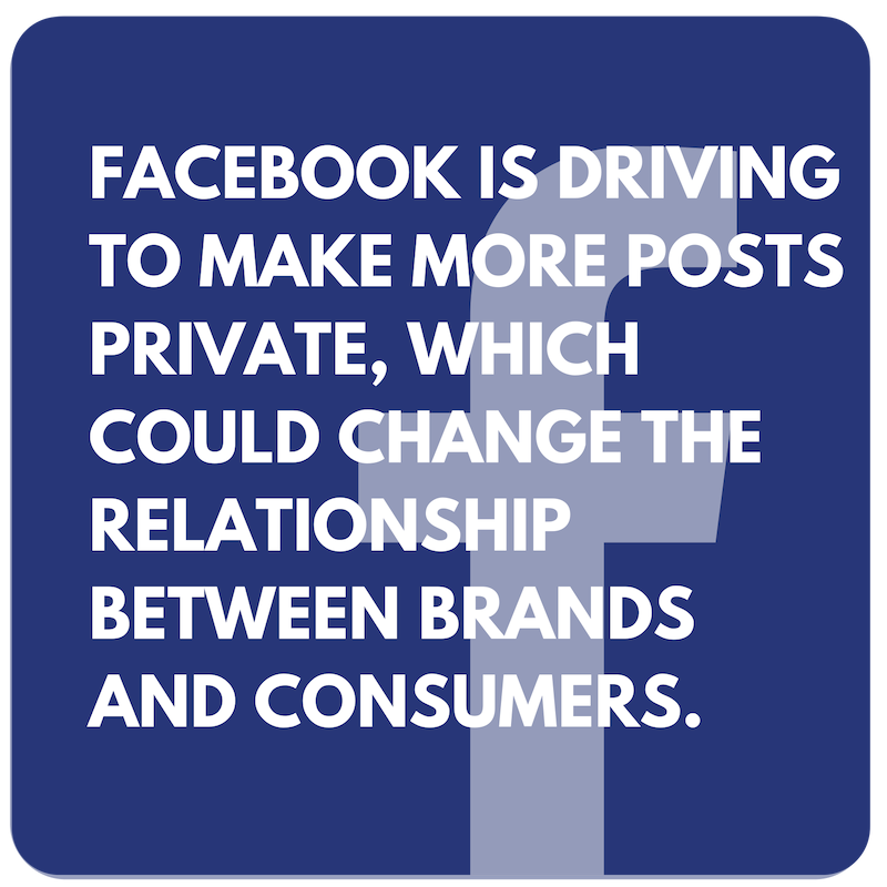 Facebook is driving to make more posts private, which could change the relationship between brands and consumers.