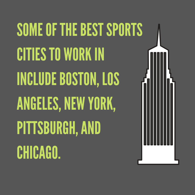 Some of the best sports cities to work in include Boston, Los Angeles, New York, Pittsburgh, and Chicago.