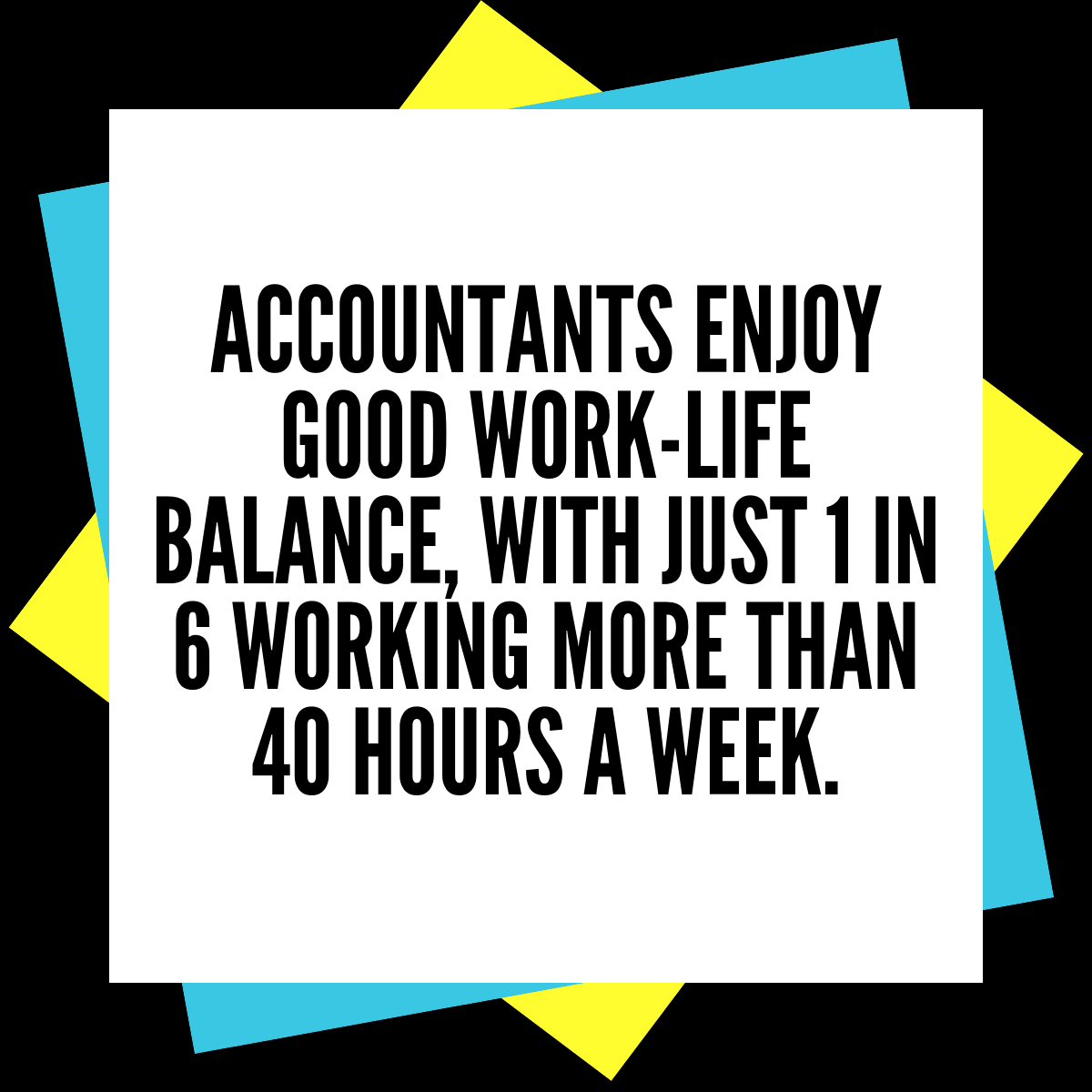 Accountants enjoy good work-life balance, with just 1 in 6 working more than 40 hours a week.